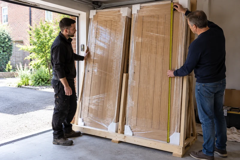 Illustrative check of protected doors and their packed dimensions at a property handover