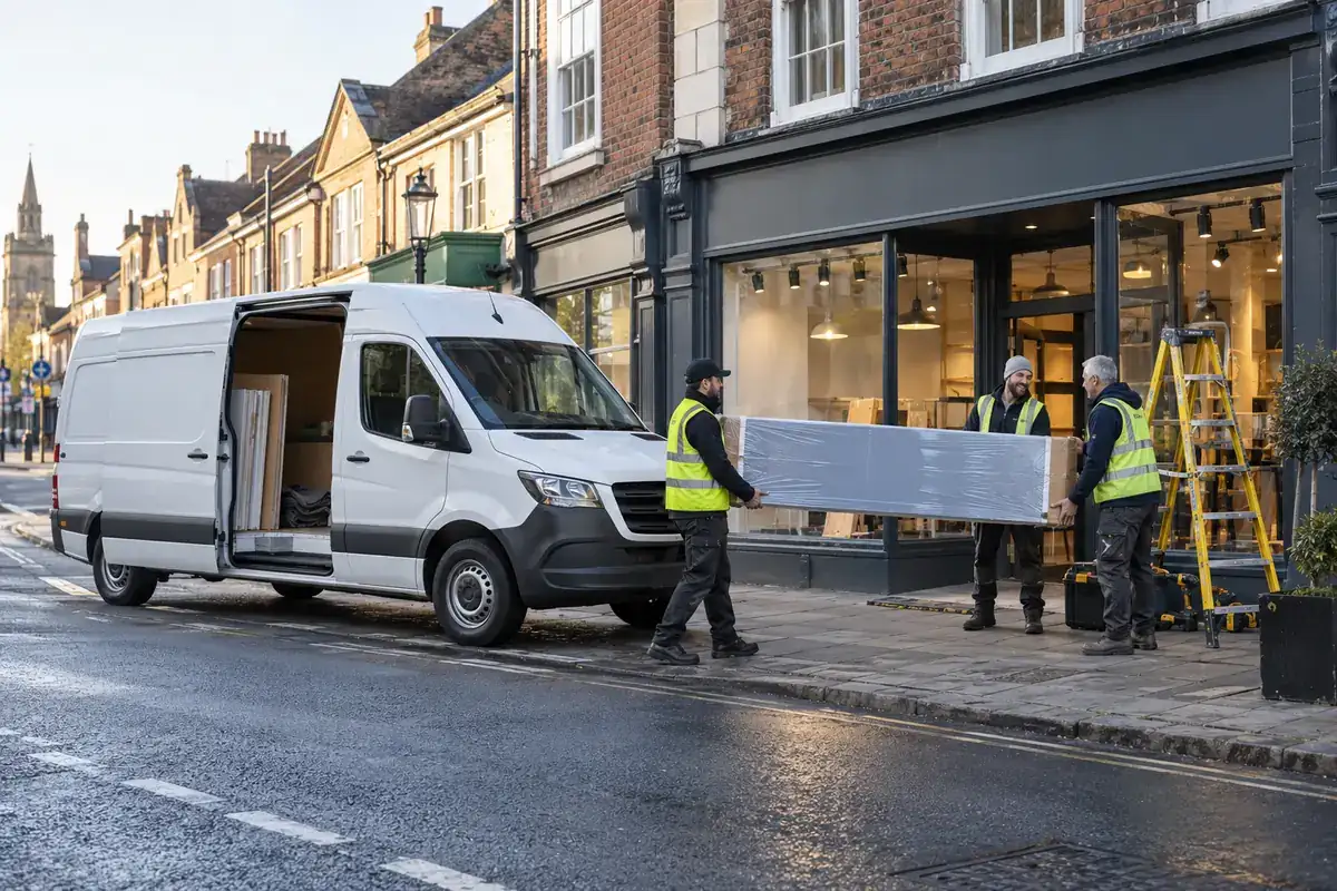 Time-critical delivery of a large shop sign directly to fitters