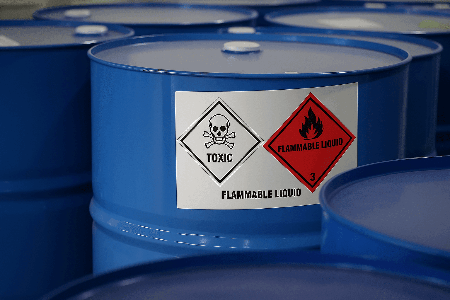 resin drum labeled as dangerous goods