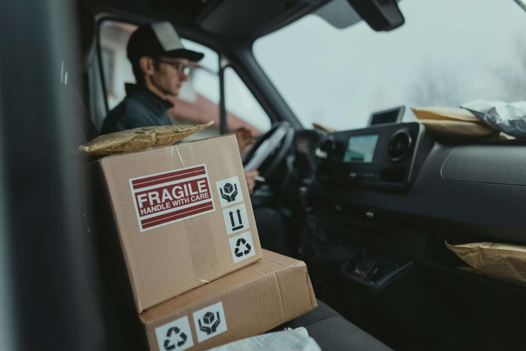 courier driving a van